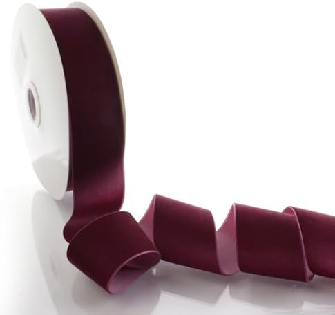 2" Velvet Ribbon Single Sided Soft Plush Luxury Craft Trim for Hair Bows Sewing Gift Wrapping Decorations Floral Arrangements and DIY Projects (Wine, 25 Yards) - Image 2