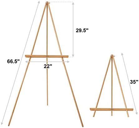 Falling in Art 65" A-Frame Wooden Tripod Easel Stand, (Natural) 2 Pack - Image 5