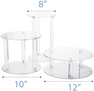 Jusalpha Large 3 Tier Acrylic Round Wedding Cake Stand, Food Display Stand - Image 3