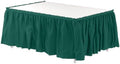 Exquisite Dark Green Table Skirt 24 Pack - Disposable Plastic Table Skirts for Rectangle Tables 6ft 8ft & Round Tables - 29in x 14ft Self-Adhesive Strip - Birthday Wedding Gender Reveal Decor by Exquisite