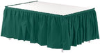 Exquisite Dark Green Table Skirt 24 Pack - Disposable Plastic Table Skirts for Rectangle Tables 6ft 8ft & Round Tables - 29in x 14ft Self-Adhesive Strip - Birthday Wedding Gender Reveal Decor by Exquisite