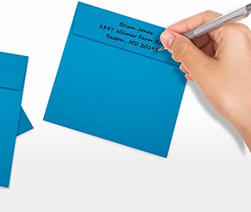 LUXPaper Square Invitation Envelopes | Peel & Press | 5" x 5" | Pool Blue | 80lb. Text | 250 Qty - Image 5