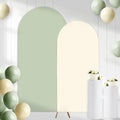2PCS Arch Backdrop Covers Pea Green Cream (7.2ft+6ft) , 2 Sided Spandex Fitted Arch Stand Covers Background for Wedding Baby Shower Birthday Bridal Shower Party Decorations(Only Covers) by CORNERLACE