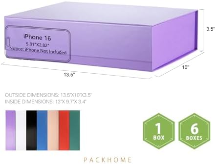 PACKHOME 6 Large Purple Gift Boxes 13.5x10x3.5in Magnetic Lids for Shirt - Image 2