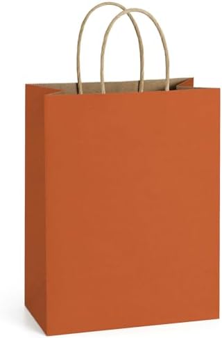 BagDream Medium Gift Bags with Handles 8x4.25x10.5 Inch Orange 100 Pcs Bulk by BagDream