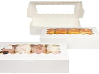 qiqee 50 Packs White Cookie Box with Window 12x5.5x2.5 Inch Two Uses Pastry Biscuit Bakery Box For Packaging - Image 6