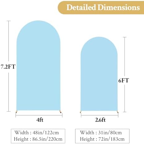 Baby Blue Arch Backdrop Cover 7.2FT 6FT Spandex Arch Covers Stretchy Backdrop Set of 2, Double-Layer Wrinkle Free Wedding Arch Stand Cover Party Backdrop Curtains for Baby Shower Birthday Decoration - Image 6