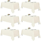 Fitable 6 Pack Ivory Tablecloths 70x120 Inch for 6-8 Ft Rectangle Tables by Fitable