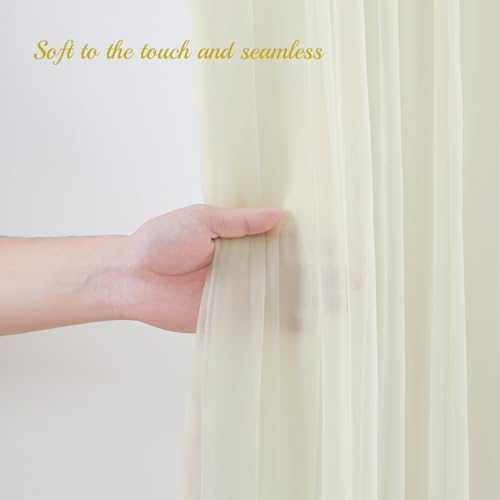 20x10ft Ivory Tulle Backdrop Curtain with Lights String for Parites, Sheer Backdrop Curtains for Wedding Baby Shower Birthday Party Photo Shoot Decorations - Image 6