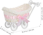 Wicker Baby Carriage: Pink Stroller Basket Baby Shower Centerpiece Decor - Image 4