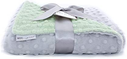 MEG ORIGINAL Minky Dot Baby Blanket Green/Gray (Crib (30 x 51 in)) - Image 2