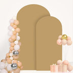 FANPROMS Khaki Arch Cover Set of 2 Arch Backdrop Stand Cover 6FT 7.2FT Spandex Fitted Arch Backdrop Cover Brown Wedding Arch Covers Stretchy Backdrop Arch Cover Backdrop Fabric for Wedding Party Decor - Image 6