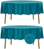 Fokitut 2 Pack Waterproof Round Tablecloth, 90 Inch, Stain Resistant and Wrinkle Polyester Table Cloth, Fabric Table Cover for Kitchen Dining, Wedding, Party, Holiday Dinner-Caribbean Blue by BalsaCircle