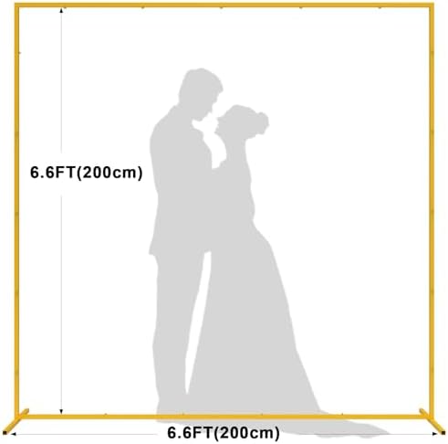 Wokceer Square Backdrop Stand Gold Metal Wedding Arch Stand 6.6FT x 6.6FT - Image 2