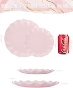 LIYH 24 Pcs Pink Plastic Plates Reusable, Pink Scalloped Plates Durable and Dishwasher Safe, Light Weight Daisy Wavy Plate Parties, Birthday, Picnics, BPA Free(12Guests) - Image 3