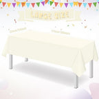 32 Pack Ivory Plastic Tablecloth for Rectangle Tables, Premium Decorative Beige Disposable Table Cloths for Parties, Rectangle Cream Party Table Cover for Birthday Wedding Baby Shower, 54x108 Inch - Image 2