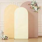 Set of 3 Arch Backdrop Covers(7.2ft, 6.6ft, 6ft) - Premium Stretchy Spandex Backdrop Arch Stand Cover for Baby Shower,Wedding,Party Decor Chiara Cover with Double-Sided Design(Cream Nude Champagne) - Image 6