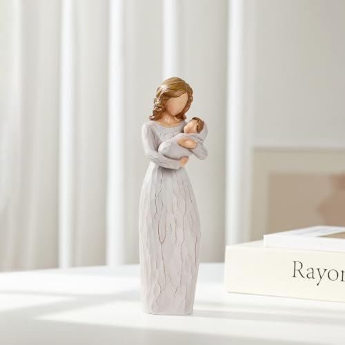 Newborn Universe Mother and Baby Figurine-Resin New Mom Statue Gifts Figure Angel Figurines Statue- Solid Baby Shower Statues Gift Figures Figure for Keepsake, Luxury Gift Box Ribbon Card-7.8'' - Image 4