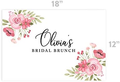 Andaz Press Custom Personalized Disposable Paper Placemats, 12 x 18 Inch, Set of 25, Custom Bridal Brunch Pink Floral, Tableware, Dining, Tabletop, Table Setting for Bridal Shower, Bridal Brunch - Image 3