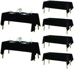 Fokitut 6 Pack Rectangle Tablecloth, 60x120 Inch, Stain Resistant and Wrinkle Polyester Table Cloth, Fabric Table Cover for Kitchen Dining, Wedding, Party, Holiday Dinner-Black by Fokitut