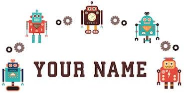Oliver's Labels Premium Name Wall Decals - Matte Finish Personalized Wall Art for Kids' Rooms & Nurseries (Retro Robots) by Oliver%27s+Labels