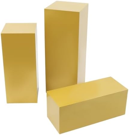 3PCS Square Gold Pedestal Stands for Party Metal Pedestal Display Stands Dessert Table Decoration Pillars Cake Pedestal Plant Stands for Party Birthday Wedding Props - Image 5