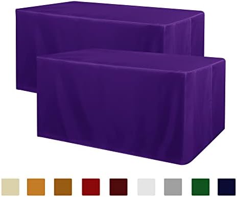 Obstal 2 Pack Table Clothes for 6 Foot Rectangle Tables, Purple by Obstal