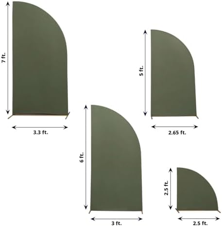 Efavormart Set of 4 Eucalyptus Sage Green Spandex Half Moon Arch Covers, Custom Fit Chiara Backdrop Slipcovers 2.5ft-7ft for Modern Botanical Staging - Image 3