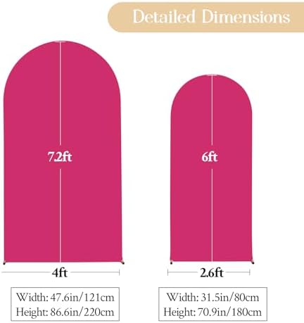 Hot Pink Arch Backdrop Cover Set of 2 Wedding Arch Covers Stretchy Backdrop Decorations Baby Shower Bridal Shower Photo Birthday Party Arch Stand Cover 7.2 and 6ft Spandex - Image 4