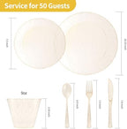 Goodluck 300 Piece Gold Glitter Disposable Plates for 50 Guests - Image 4