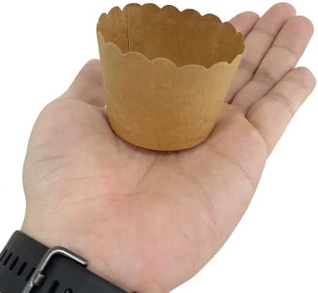 HARFINGTON 50Pcs Paper Baking Cups Small Brown Kraft Paper Muffins Liner Cupcake Greaseproof Disposable Bulk Wrappers for Wedding Birthday Graduation (Pack of 3) - Image 3