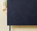 MUUJEE Personalized Guestbook in Navy - Premium Custom Modern Guest Book for Wedding Reception, Birthday Party or Events w/Bookmark Blank Pages for Signing 11.5 x 8.5 inches - Image 4
