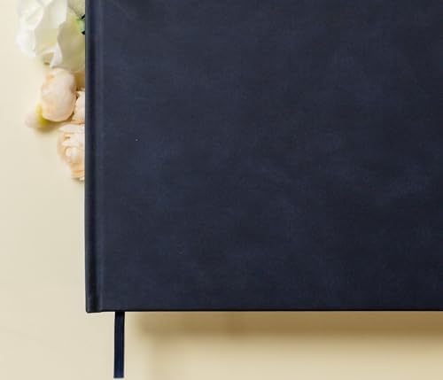 MUUJEE Personalized Guestbook in Navy - Premium Custom Modern Guest Book for Wedding Reception, Birthday Party or Events w/Bookmark Blank Pages for Signing 11.5 x 8.5 inches - Image 4