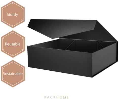 PACKHOME Extra Large Black Gift Box Magnetic Lid 17x14.5x5.5in - Image 3