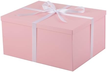 UoeRing 2Pcs Pink Extra Large gift box with lids 16.5×13×8 Inches gift boxes for presents,Birthday Box (include Ribbon, Paper Shred Filler Gift Card & Envelopes) by Unknown
