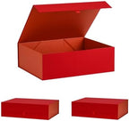 Extra Large Red Gift Box 3 Pack 16.5x14x5.5 Inches,Gift Boxs for Presents with Lid Magnetic Closure Collapsible,Bridesmaid Proposal Box,Birthday, Christmas,for Clothes and Large Gifts by PLINJOY