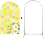 Honey Bee Arch Stretchy Covers for Birthday Party Decoration Honeycomb Flower Arched Stand Cover Baby Shower Favors Props(Cover+Arch Stand) - Image 2
