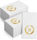 200 Pack Monogrammed Disposable Napkins Gold Foil Letter R Guest Napkins Initial Disposable Hand Paper Towels for Wedding Engagement Baby Shower Party Home Kitchen Bathroom Dinner Decorative Towels by Datyiiha