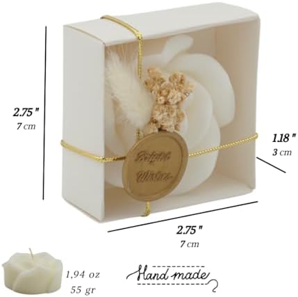 White Rose Shaped Scented Soy Wax Candle Favors (12 Pieces) with Seal Wax and Dried Flowers – Vanilla Scented, Wax Stamp for Bridal and Baby Showers, Birthday Parties, Wedding Decorations - Image 2