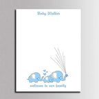 Customized Boys Baby Shower Guest Book Blue Elephants Fingerprint Signature Painting with Wooden Hanger DIY Guest Sign-in Book for Communion Baptism Gift-60x80cm - Image 2