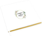 Andaz Press Personalized Wedding Guestbook with Gold Accents, Neutral Florals with Greenery Leaves White Guest Sign in Guest Registry 120 Pages 8.5 X 8.5 Memories Book for DIY, Scrapbook, Photo Album by AndazPress