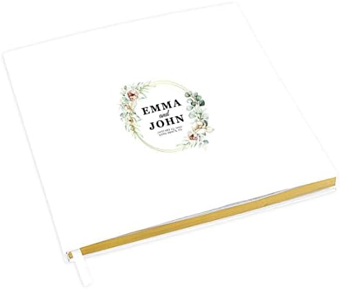Andaz Press Personalized Wedding Guestbook with Gold Accents, Neutral Florals with Greenery Leaves White Guest Sign in Guest Registry 120 Pages 8.5 X 8.5 Memories Book for DIY, Scrapbook, Photo Album by AndazPress