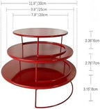 Red 3Pcs Half-Circle Nesting Metal Cake Stand Set 8/10/12 Inch Tray - Image 5