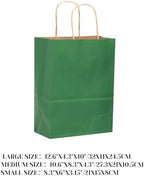 qiqee 100PCS Gift Bag with Handles Bulk Kraft Deep Green Paper Bags Assorted Sizes(33pcs Large 13",33pcs Medium 11",34pcs Small 8") - Image 2
