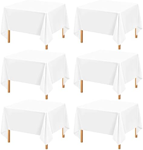 Showgeous 52x52 Inch White Square Tablecloths, Polyester Table Covers by Showgeous