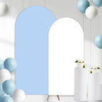 2PCS Arch Backdrop Covers Light Blue White (7.2ft+6ft) , 2 Sided Spandex Fitted Arch Stand Covers Background for Wedding Baby Shower Birthday Bridal Shower Party Decorations(Only Covers) by CORNERLACE