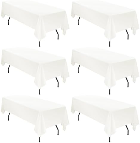 YMHPRIDE 6 Pack Tablecloth 60 x 102 inch Polyester, Ivory by YMHPRIDE