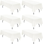 6 Pack Tablecloth 60 x 126 inch Polyester Table Cloth for 6 Foot Rectangle Tables,Stain and Wrinkle Resistant Washable Fabric Table Covers Polyester Ivory Table Clothes for Wedding,Party,Banquet by YMHPRIDE