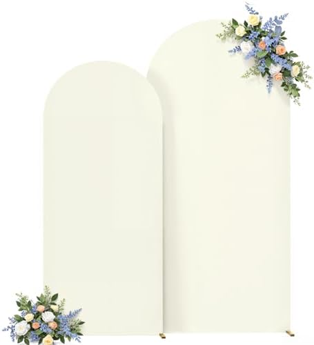 Ivory Arch Backdrop Cover 7.2FT 6FT Spandex Arch Covers Stretchy Backdrop Set of 2, Double-Layer Wrinkle Free Wedding Arch Stand Cover Party Backdrop Curtains for Baby Shower Birthday Party Decoration - Image 7