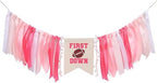 Girls First Year Down Birthday Decorations - Pink Football Theme Party Highchair Banner Set, Sports Touchdown Cake Smash Photo Props, 1st Birthday Cake Topper And Crown For Girls, Baby Shower Decors - Image 6